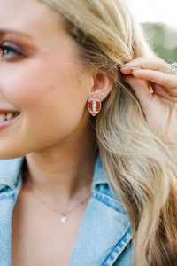 Beaded Orange Football Studs