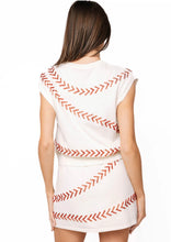 Load image into Gallery viewer, Queen of Sparkles White &amp; Red Beaded Baseball Stitch Button Up Vest