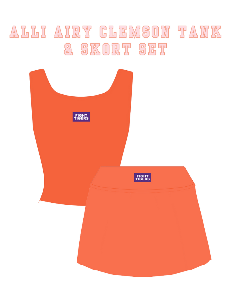 PRE-ORDER Alli Airy Clemson Tank & Skort Set