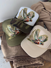Load image into Gallery viewer, Fly Girl Sequin Pheasant Trucker | Olive
