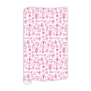 Pink Merry & Bright Toile Gift Wrap