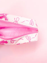 Load image into Gallery viewer, Pink Bows Nylon Cosmetic Zipper Bag