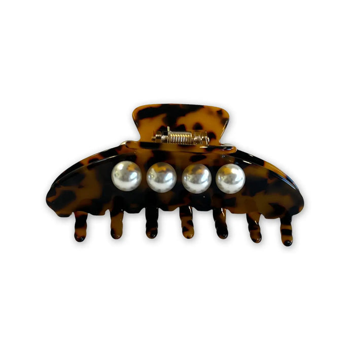 Claw Clip | Tortoise With Pearls