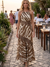 Load image into Gallery viewer, Zebra Halter Maxi Dress | Mocha
