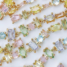 Load image into Gallery viewer, Pastel Toned Crystal Layered Duster Statement Earrings