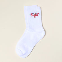 Load image into Gallery viewer, Embroidered Crew Socks - American Flags