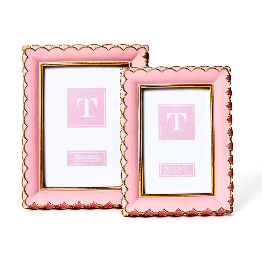 Pink and Gold Scalloped Picture Frames
