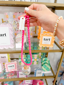 Hot Pink Howlite Mini Gumball Necklace