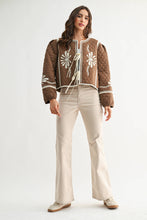 Load image into Gallery viewer, Quilted Bloom Tie-Front Jacket | Mocha/Cream