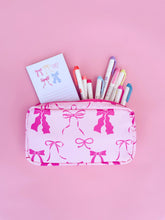 Load image into Gallery viewer, Pink Bows Nylon Cosmetic Zipper Bag