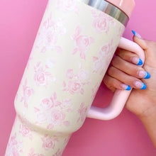 Load image into Gallery viewer, Cream &amp; Pink Floral 40oz Tumbler