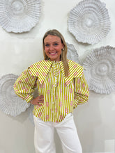 Load image into Gallery viewer, Karlie Stripe Floral Big Collar Novelty Top