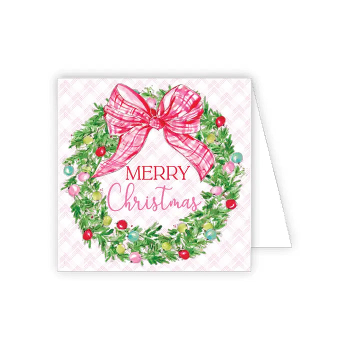 Handpainted Merry Christmas Wreath Enclosure Card