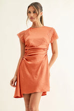 Load image into Gallery viewer, Adelyn Rae Jordyn Asymmetric Hem Ruched Mini Dress | Burnt Orange