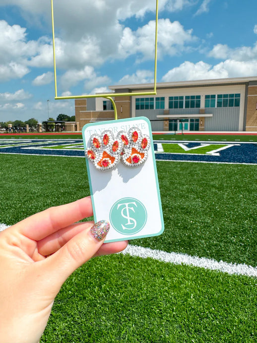 White & Orange Tiger Paw Studs