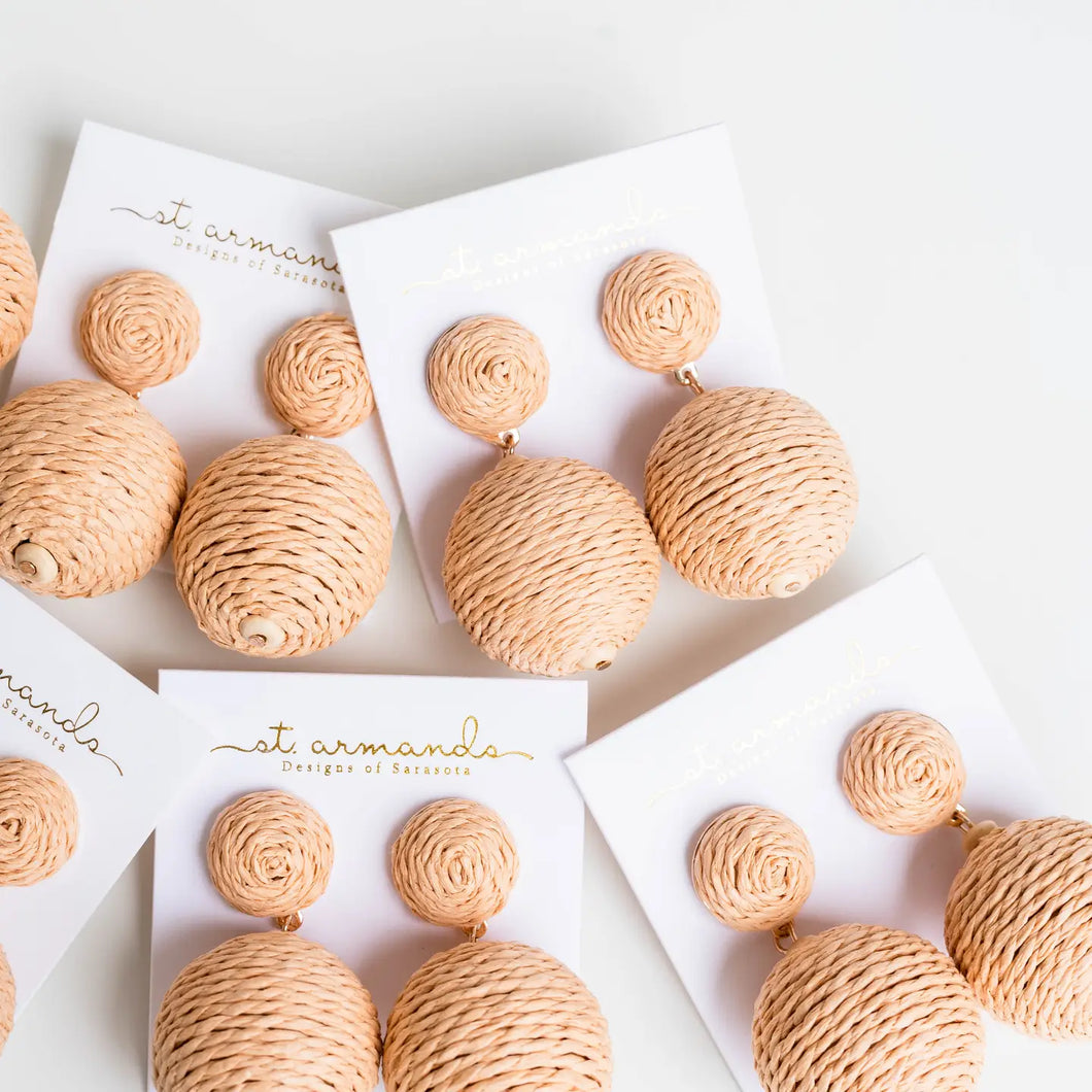 Natural Lido Pom Pom Statement Earrings