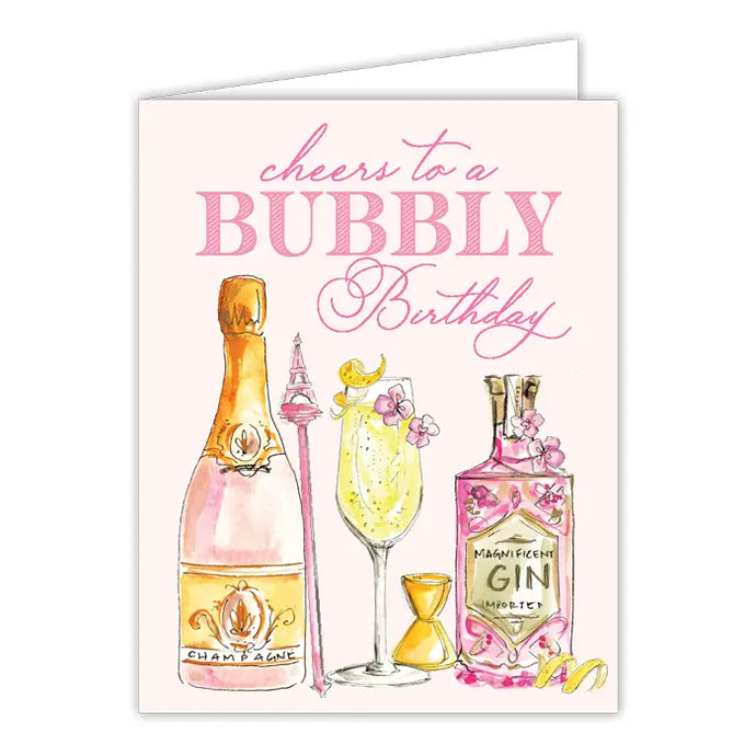 Handpainted Cheers to a Bubbly Birthday Greeting Card