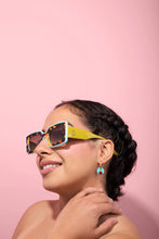Load image into Gallery viewer, Deco Sunglasses Chartreuse + Sky Blue