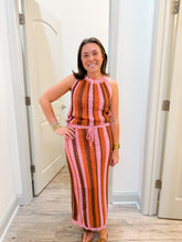 Load image into Gallery viewer, Design History Stripe Halter Top | Pink Bloom Combo