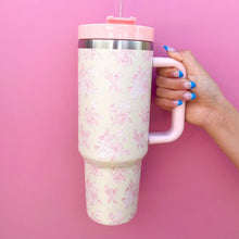 Load image into Gallery viewer, Cream &amp; Pink Floral 40oz Tumbler