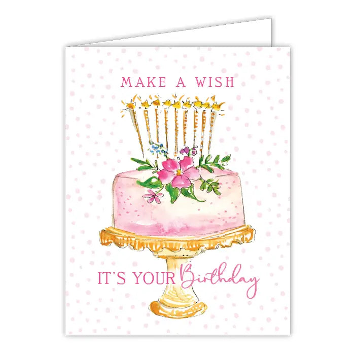 Make a Wish It’s Your Birthday Pink Cake Greeting Card