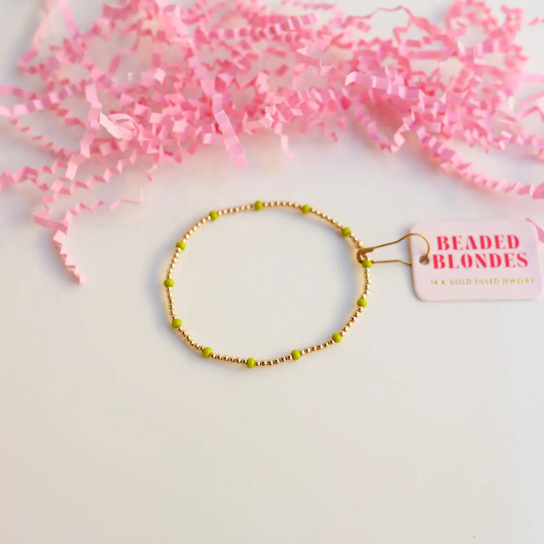 Beaded Blondes Lime Green Dainty Poppi Bracelet