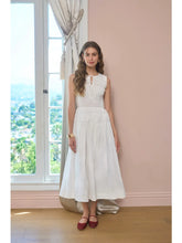 Load image into Gallery viewer, Moon River Sleeveless Smocked Shirred Waist Midi Dress | White