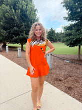 Load image into Gallery viewer, Queen of Sparkles Orange Tiger Button Up Cotton Ruffle Dress