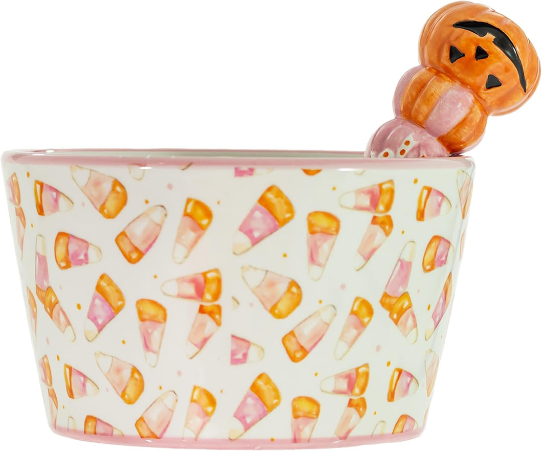 Pink Candy Corn Bowl & Spreader Set