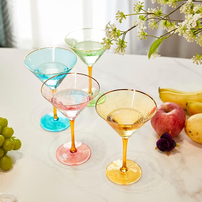 Gold Rimmed Crystal Martini Glasses