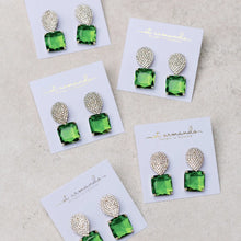 Load image into Gallery viewer, Retro Pave Crystal and Peridot Gum Drop Earrings