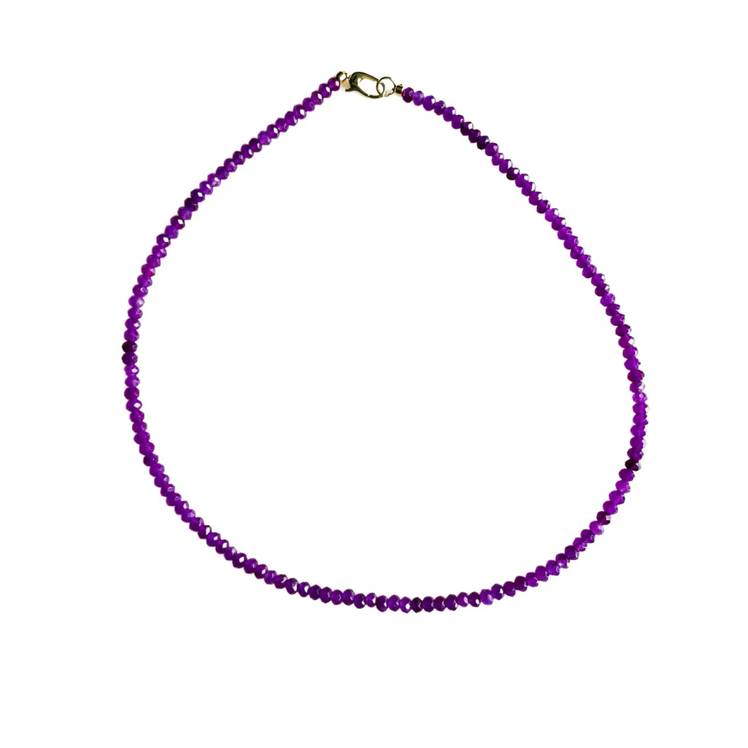 Bright Purple Dainty Candy Gemstone Necklace