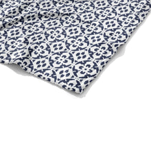 Load image into Gallery viewer, Laura Park Porto Tiles Navy Fleece Blanket