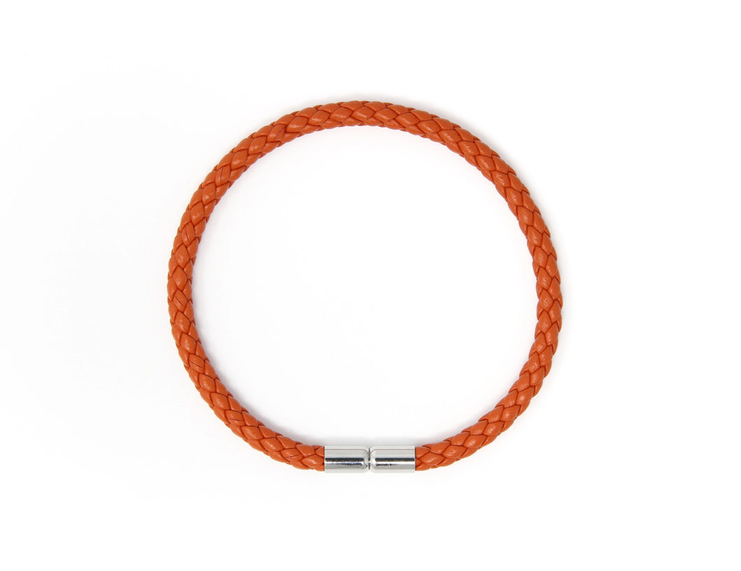 Orange Leather Braided Bracelet