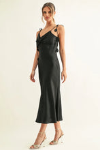 Load image into Gallery viewer, Adelyn Rae Emmy Twisted Chest Bias Midi Slip Dress | Black