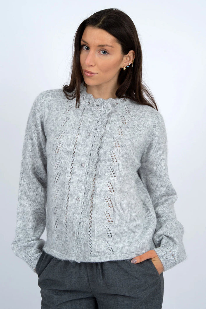 Asiarpak Long Sleeve Crew Neck Cardigan | Grey Cloud