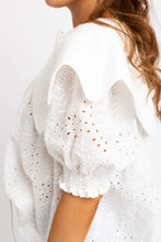 Load image into Gallery viewer, Karlie White Eyelet Novelty Collar Top