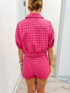 Sincerely Ours Celia Crop Jacket | Pink Tweed