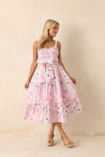 Load image into Gallery viewer, Prosperina Darcy Midi Dress | Rumor Rose Pink Print