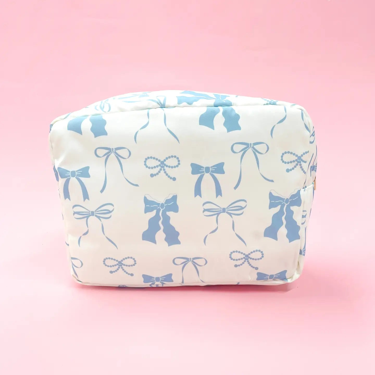 Blue Bows Nylon Cosmetic Zipper Bag