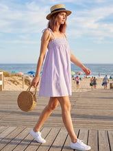 Load image into Gallery viewer, Striped Smocked Mini Dress with Tied Strap