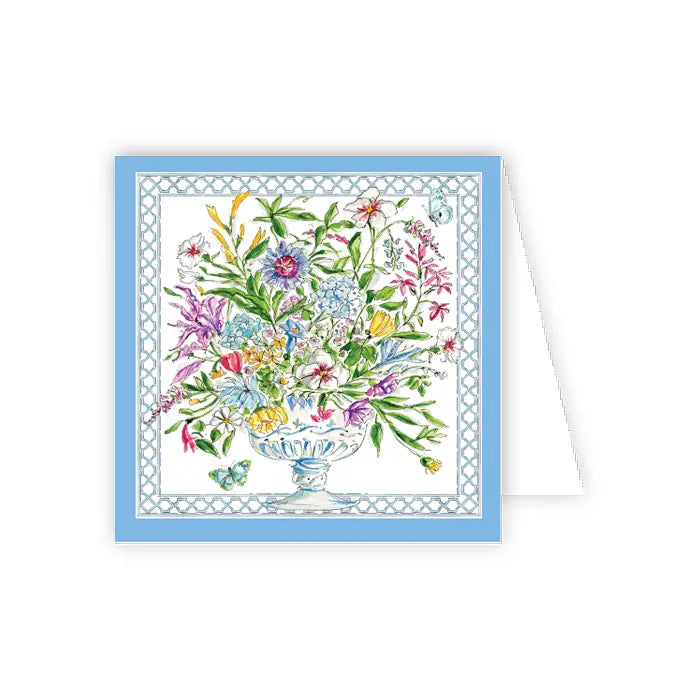 Handpainted Blue Floral Arrangement Enclosure Card