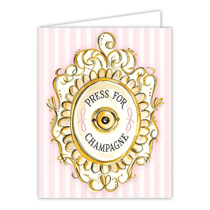 Handpainted Press for Champagne Call Button Greeting Card