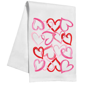 Rosanne Beck Pink & Red Hearts Tea Towel