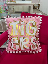 Load image into Gallery viewer, Gold Foil Light Pink Tigers Pom Pillow