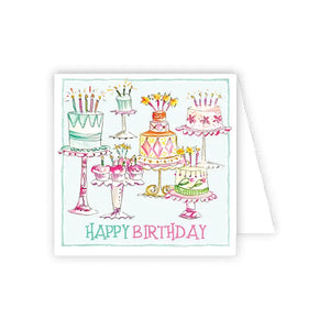 Handpainted Happy Birthday Multi Cakes Enclosure Card