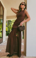 Load image into Gallery viewer, Show Me Your MUMU Aria Maxi Dress | Chocolate Stretch Chiffon