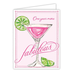 Handpainted One Year More Fabulous Cosmopolitan Greeting Card