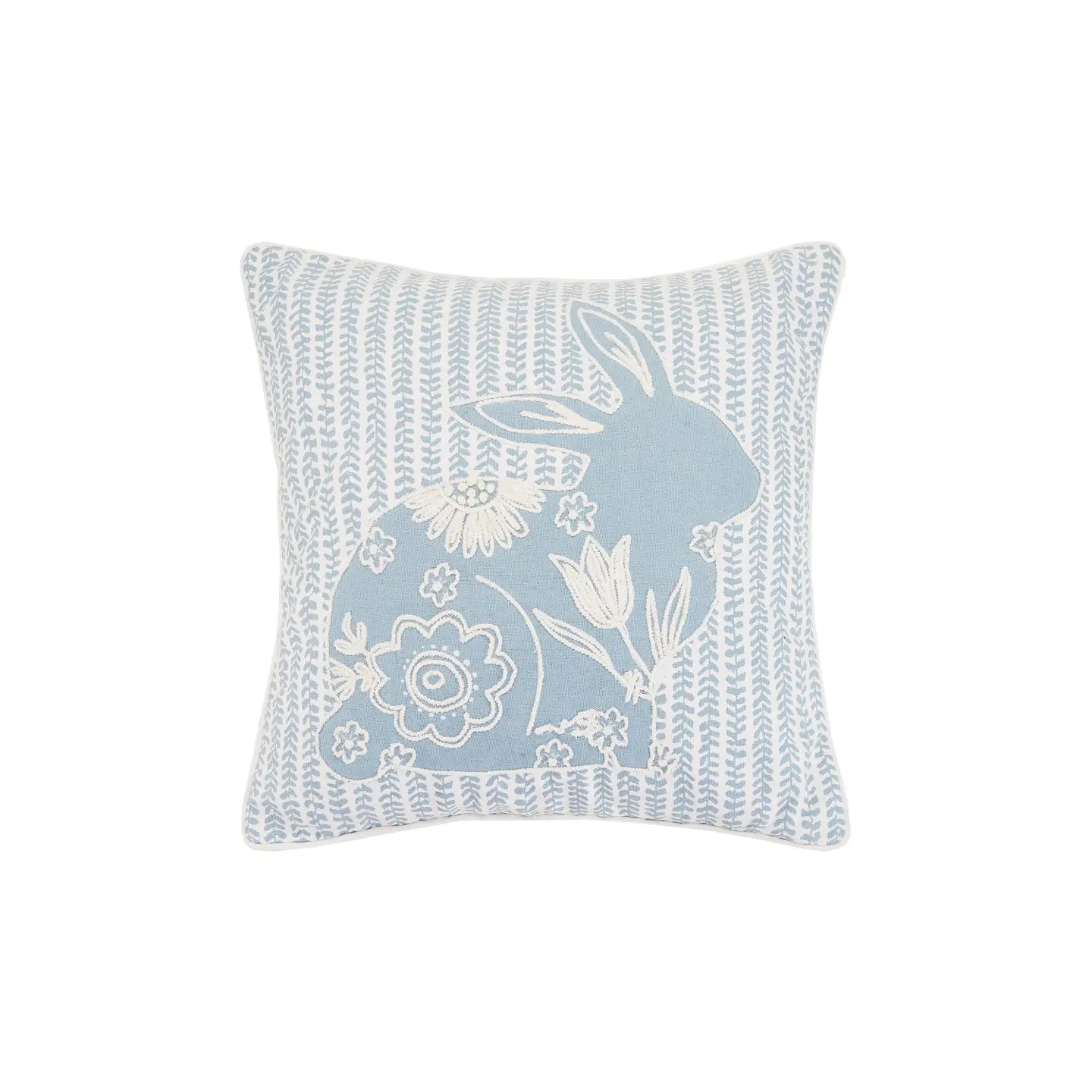 Porcelain Bunny Embroidered Pillow