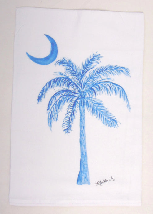 Watercolor Palm Moon Tea Towel